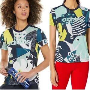 Adidas x farm rio  Women's Multicolor floral Graphic Tee green yellow zs s nwt